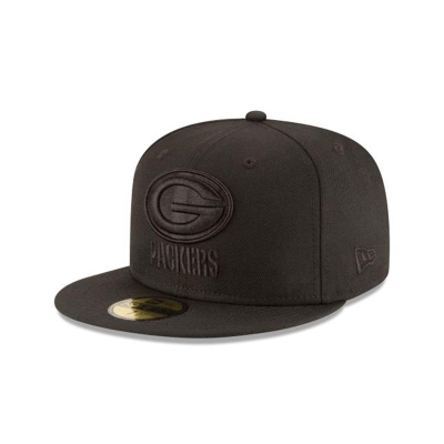 Green Bay Packers Gorra | New Era NFL Black On Black 59fifty Fitted Cap Mexico - Negros